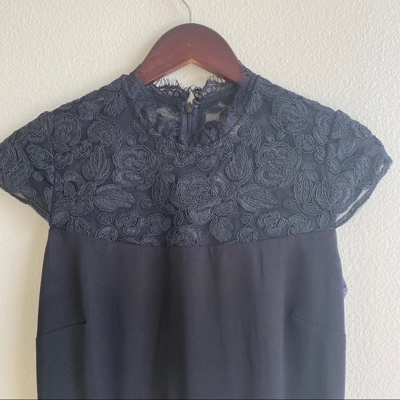 Avery G Black Midi Dress w/ Lace Cut Outs Size 4 - Picture 6 of 7